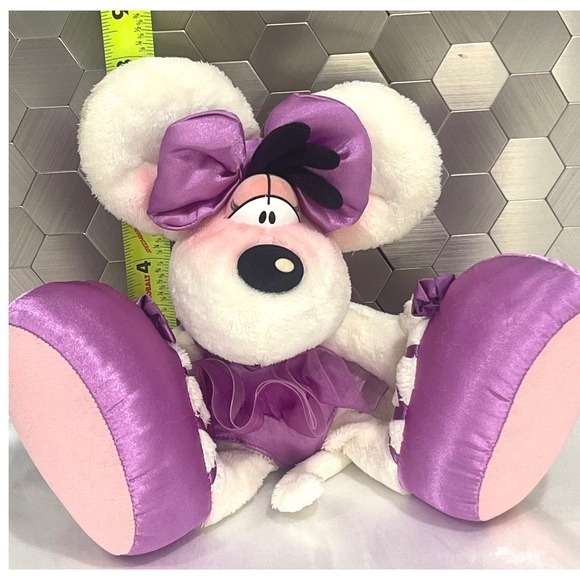 Vintage Thomas Goletz Diddl Maus Diddlina ballerina‎ mouse Purple plush Depesche - Picture 3 of 16